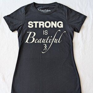 NEW BLACK STRONG IS BEAUTIFUL T SHIRT WOMEN GIRL JUNIORS TEEN EMPOWERMENT GYM